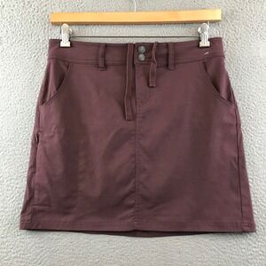 Prana Skort Size 8 Mini Skirt Athletic Maroon Drawstring Stretch Pockets
